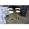 Image 1 : PAIR OF CHROME AND WHITE BAR STOOLS