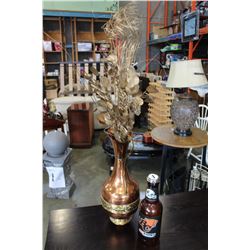 COPPER VASE AND BC LIONS COIN BANK