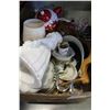Image 2 : VASES, CRYSTAL BOWL, FIGURE, AND GLASSWARE AND SEWING AND MACROME ITEMS