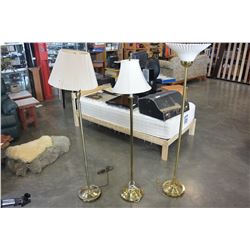 THREE BRASS FLOOR LAMPS