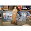 Image 1 : 3FT STANDING ABSTRACT FIGURE OIL ON CANVAS AND FRAMED HOUSE PRINT