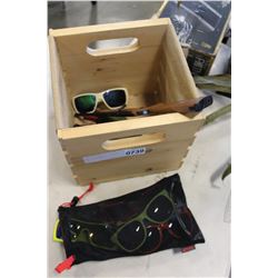 BOX OF SUNGLASSES AND NOVELTY GUN LIGHTERS