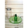 Image 1 : GREEN SNAKE GLASS PLATES W/ 2 CROWN JARS