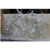 Image 1 : SHELF LOT OF CRYSTAL LIDDED DISHES ETC