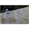 Image 2 : SHELF LOT OF CRYSTAL LIDDED DISHES ETC