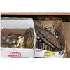 Image 1 : 2 BOXES OF BRASS WEAR AND SILVER PLATED CANDLE HOLDER AND 2 CAST IRON SHELL SHAPED HOLDERS