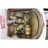 Image 2 : 2 BOXES OF BRASS WEAR AND SILVER PLATED CANDLE HOLDER AND 2 CAST IRON SHELL SHAPED HOLDERS