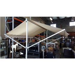 10 FOOT RETRACTABLE AWNING, WITH WHITE FRAME, BUYER GETS CHOICE OF COLOR, GREEN, CAPPUCCINO OR FAWN