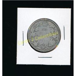 1910 Canadian Silver King George 1/2 Dollar Coin