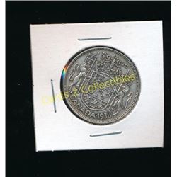 1938 Canadian Silver King george 1/2 Dollar Coin