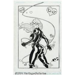 Dennis Adelinis - Black Cat Pin Up Original Art (2004).