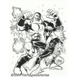 Brian Postman - Nightcrawler and Juggernaut Pin Up Original Art (2004).