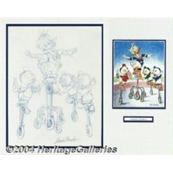 Carl Barks - Donald Duck "Time for a Tantrum" Sketch Original Art and Matching Lithograph (Walt Disn
