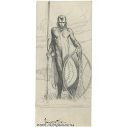 Frank Frazetta - Study for Masai Warrior Original Art (circa 1959).