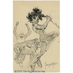 Frank Frazetta - Ape Dance Sketch Original Art (undated).