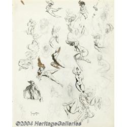 Frank Frazetta - Multiple Nudes Sketches Original Art (undated).