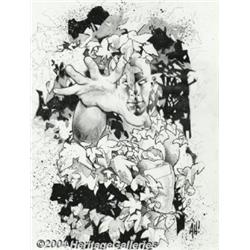 Adam Hughes - Just Imagine Stan Lee With Dave Gibbons Creating Green Lantern Back Cover Original Art