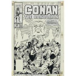 Ron Lim and Dan Adkins - Conan the Barbarian #235 Cover Original Art (Marvel, 1990).