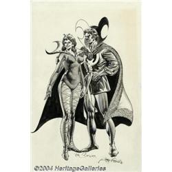 Rudy Nebres - Dr. Strange and Clea Illustration Original Art (Marvel, 1977).