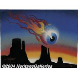 Rick Griffin - Flaming Eyeball Signed and Numbered Print 5/60 (undated).