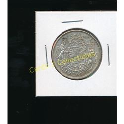 1945 Canadian Silver King George 50 Cent Coin