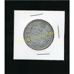 1919 Canadian Silver King George 50 Cent Coin