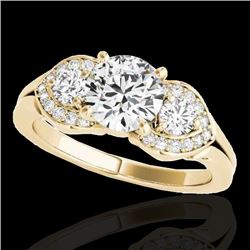 1.7 CTW H-SI/I Certified Diamond 3 Stone Ring 10K Yellow Gold - REF-305A5X - 35342