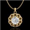 1.2 CTW VS/SI Diamond Art Deco Micro Pave Stud Necklace 18K Yellow Gold - REF-220K2W - 37000