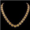 36.8 CTW Fancy Citrine & Diamond Halo Necklace 10K Rose Gold - REF-604N2Y - 41229
