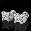 2.5 CTW Princess VS/SI Diamond Art Deco Stud Earrings 18K White Gold - REF-642K2W - 37151