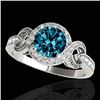 1.33 CTW Si Certified Fancy Blue Diamond Solitaire Halo Ring 10K White Gold - REF-159T6M - 33810