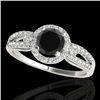 1.25 CTW Certified VS Black Diamond Solitaire Halo Ring 10K White Gold - REF-57F5N - 34090