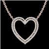 2 CTW VS/SI Diamond Double Heart Halo Designer Necklace 14K Rose Gold - REF-134Y8K - 20480