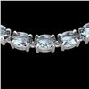 45 CTW Aquamarine Eternity Designer Inspired Tennis Necklace 14K White Gold - REF-418W5F - 23398