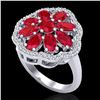 Image 1 : 4 CTW Ruby & VS/SI Diamond Cluster Designer Halo Ring 10K White Gold - REF-63A8X - 20784