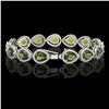 Image 2 : 19.7 CTW Tourmaline & Diamond Halo Bracelet 10K White Gold - REF-361W3F - 41255