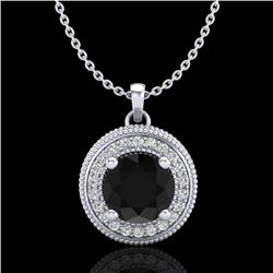 1.25 CTW Fancy Black Diamond Solitaire Art Deco Stud Necklace 18K White Gold - REF-89K3W - 38017