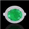 Image 2 : 4.50 CTW Emerald & Micro Pave VS/SI Diamond Ring 18K White Gold - REF-119H6A - 20913