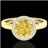 Image 1 : 2 CTW Citrine & Halo VS/SI Diamond Micro Pave Ring Solitaire 18K Yellow Gold - REF-48K5W - 21627