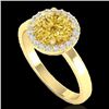 Image 2 : 2 CTW Citrine & Halo VS/SI Diamond Micro Pave Ring Solitaire 18K Yellow Gold - REF-48K5W - 21627