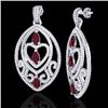 Image 2 : 7 CTW Ruby & Micro Pave VS/SI Diamond Heart Earrings Designer 18K White Gold - REF-381F8N - 21158