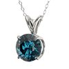 Image 2 : 1.26 CTW Certified Intense Blue SI Diamond Solitaire Necklace 10K White Gold - REF-240M2H - 36787