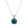 Image 4 : 1.26 CTW Certified Intense Blue SI Diamond Solitaire Necklace 10K White Gold - REF-240M2H - 36787