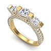 Image 1 : 2.3 CTW VS/SI Diamond Micro Pave 3 Stone Ring 18K Yellow Gold - REF-263T6M - 36958