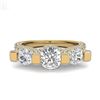 Image 2 : 2.3 CTW VS/SI Diamond Micro Pave 3 Stone Ring 18K Yellow Gold - REF-263T6M - 36958
