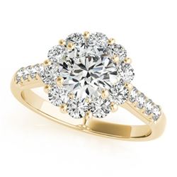 2.75 CTW Certified VS/SI Diamond Solitaire Halo Ring 18K Yellow Gold - REF-635H9A - 26292