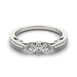 1.25 CTW Certified VS/SI Diamond 2 Stone Ring 18K White Gold - REF-194W4F - 28236