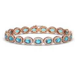 14.82 CTW Swiss Topaz & Diamond Halo Bracelet 10K Rose Gold - REF-230K4W - 40485