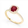 Image 2 : 1.25 CTW Ruby & Micro Pave VS/SI Diamond Halo Ring 10K Yellow Gold - REF-34Y2K - 22909