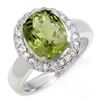 Image 1 : 3.40 CTW Green Tourmaline & Diamond Ring 10K White Gold - REF-86W2F - 10482